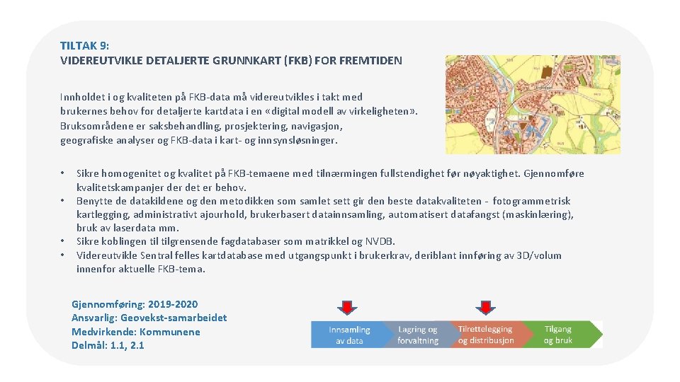 TILTAK 9: VIDEREUTVIKLE DETALJERTE GRUNNKART (FKB) FOR FREMTIDEN Innholdet i og kvaliteten på FKB-data