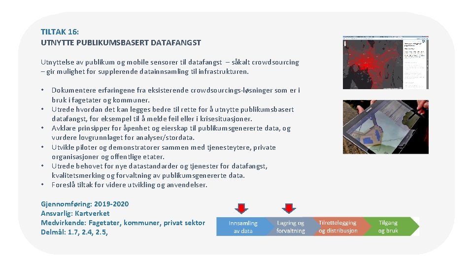 TILTAK 16: UTNYTTE PUBLIKUMSBASERT DATAFANGST Utnyttelse av publikum og mobile sensorer til datafangst –