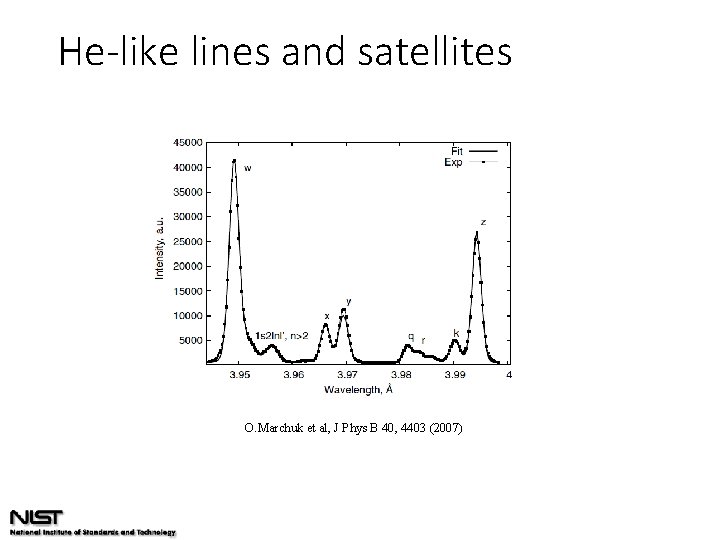 He-like lines and satellites O. Marchuk et al, J Phys B 40, 4403 (2007)