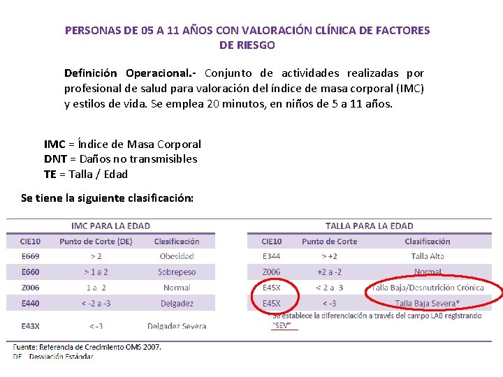 PERSONAS DE 05 A 11 AÑOS CON VALORACIÓN CLÍNICA DE FACTORES DE RIESGO Definición