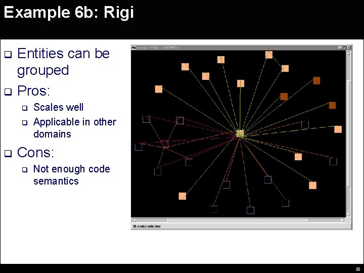 Example 6 b: Rigi q q Entities can be grouped Pros: q q q