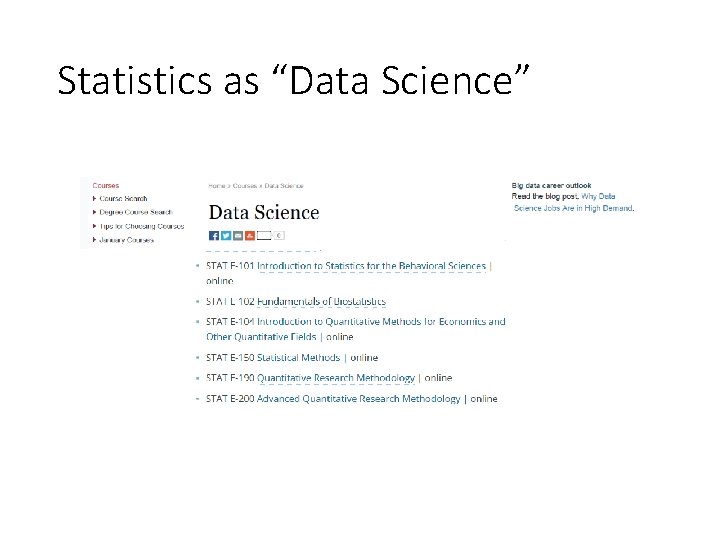 Statistics as “Data Science” 