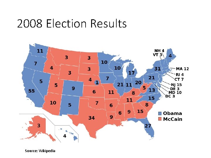 2008 Election Results Source: Wikipedia 
