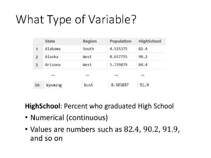 What Type of Variable? … • 