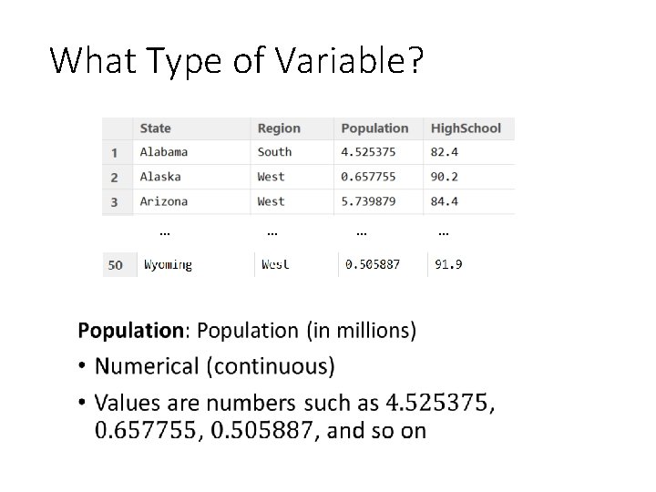 What Type of Variable? … • 