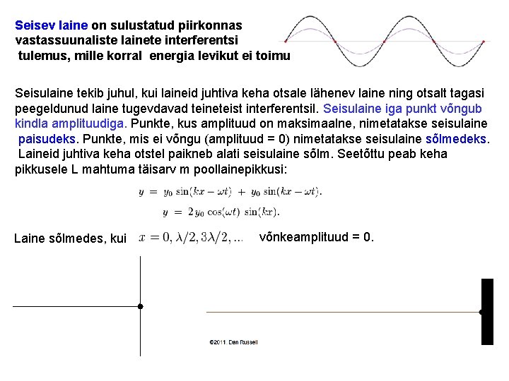 Seisev laine on sulustatud piirkonnas vastassuunaliste lainete interferentsi tulemus, mille korral energia levikut ei