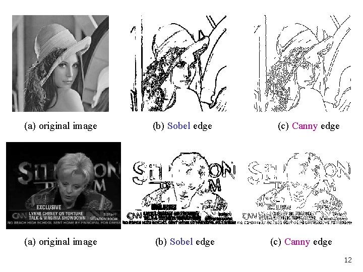 (a) original image (b) Sobel edge (c) Canny edge 12 