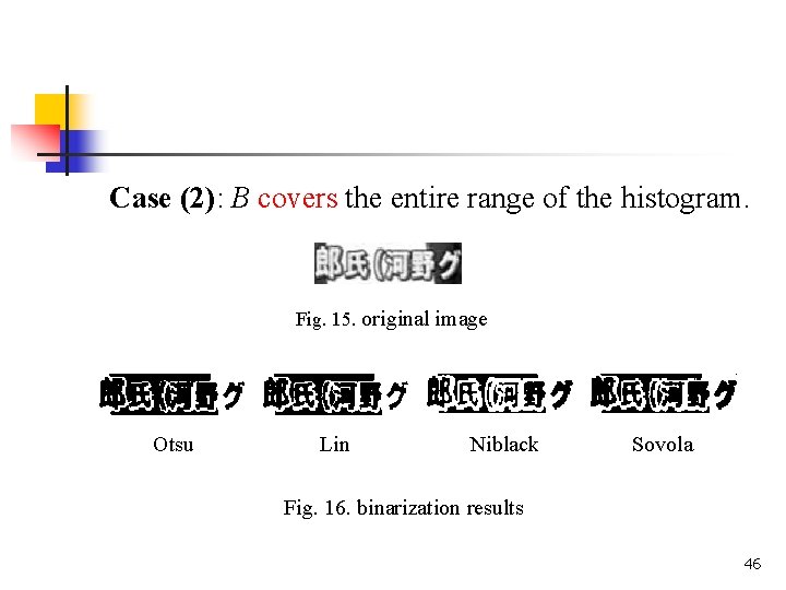 Case (2): B covers the entire range of the histogram. Fig. 15. original image