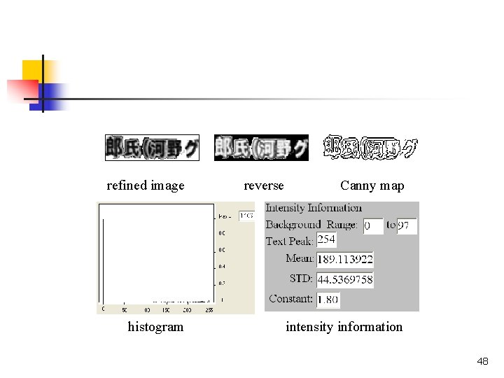 refined image histogram reverse Canny map intensity information 48 