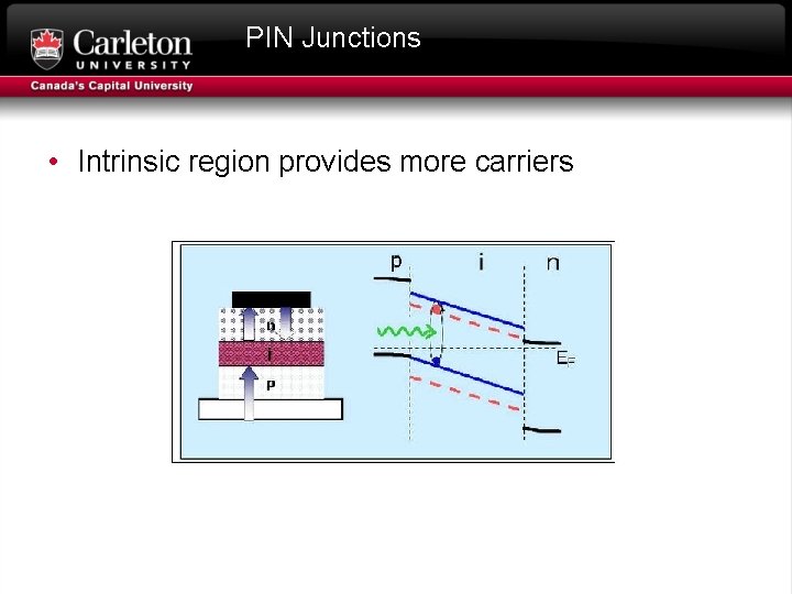 PIN Junctions • Intrinsic region provides more carriers 