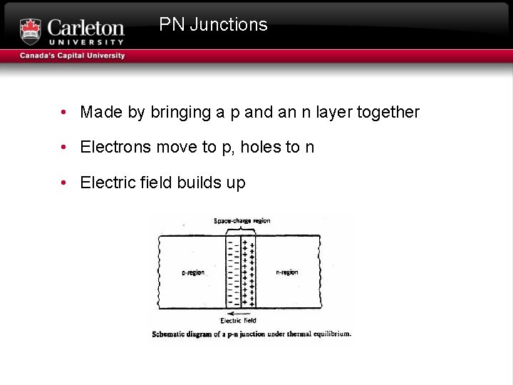 PN Junctions • Made by bringing a p and an n layer together •