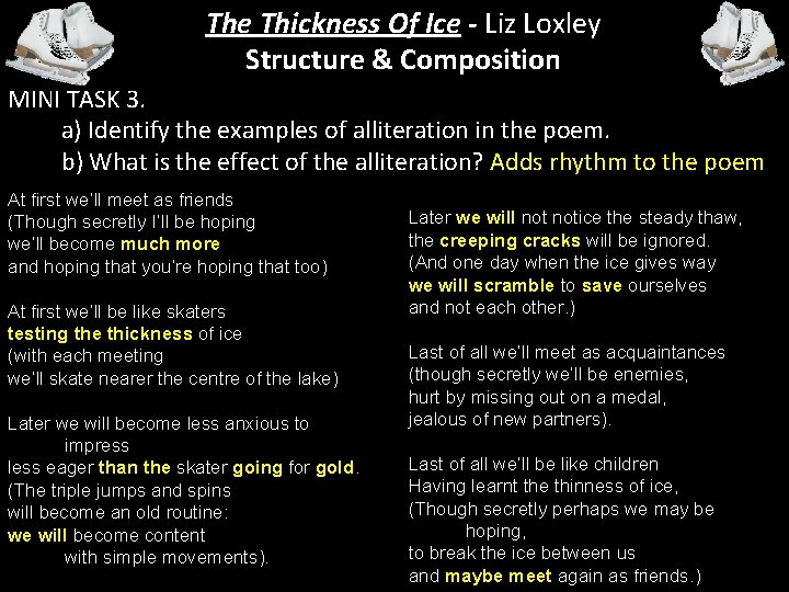 The Thickness Of Ice - Liz Loxley Structure & Composition MINI TASK 3. a)