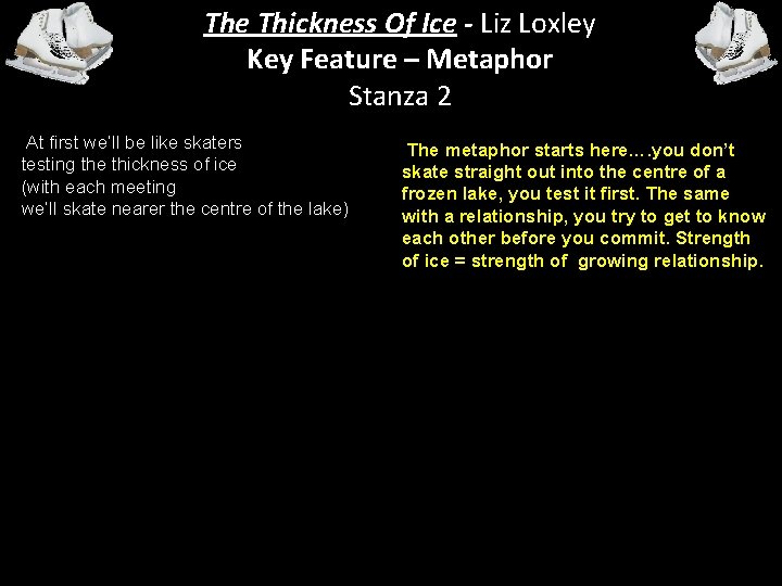 The Thickness Of Ice - Liz Loxley Key Feature – Metaphor Stanza 2 At