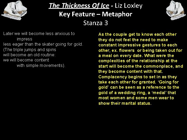 The Thickness Of Ice - Liz Loxley Key Feature – Metaphor Stanza 3 Later