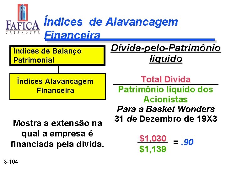 Índices de Alavancagem Financeira Índices de Balanço Patrimonial Índices Alavancagem Financeira Mostra a extensão
