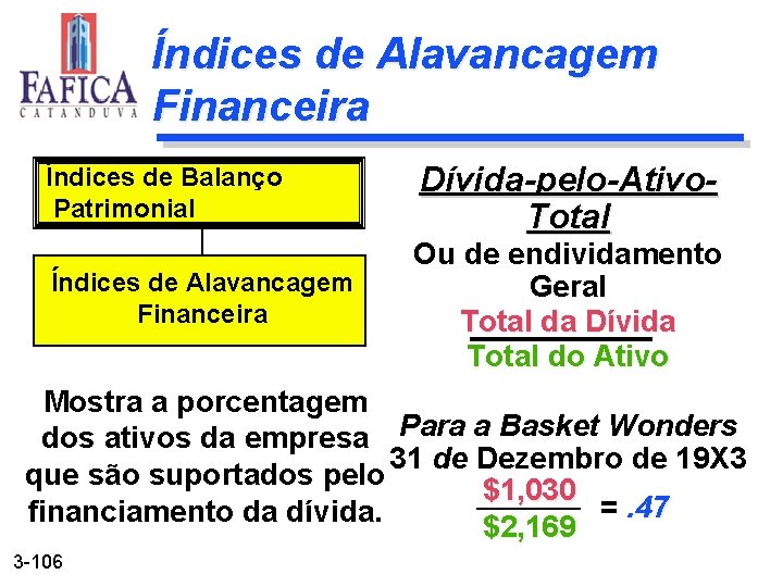 Índices de Alavancagem Financeira Índices de Balanço Patrimonial Índices de Alavancagem Financeira Dívida-pelo-Ativo. Total