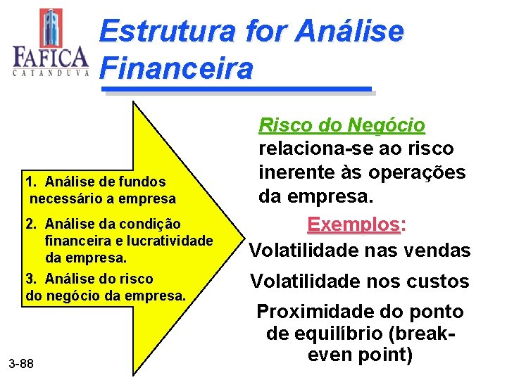 Estrutura for Análise Financeira 1. Análise de fundos necessário a empresa 2. Análise da