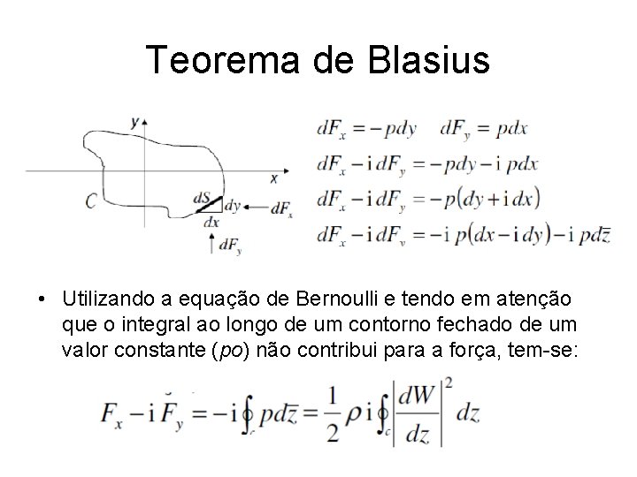 Teorema de Blasius • Utilizando a equação de Bernoulli e tendo em atenção que
