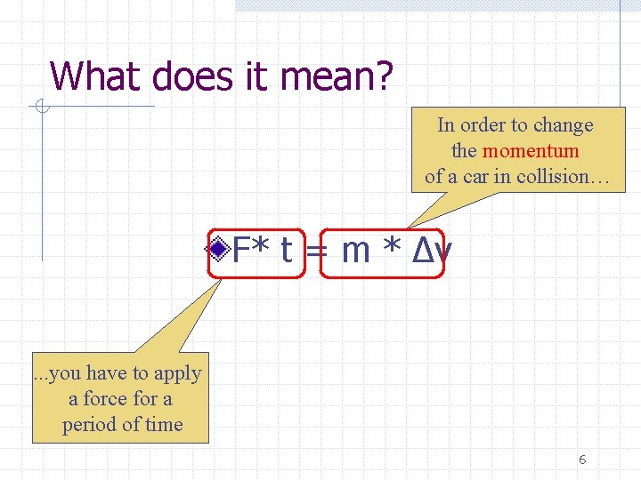 What does it mean? In order to change the momentum of a car in