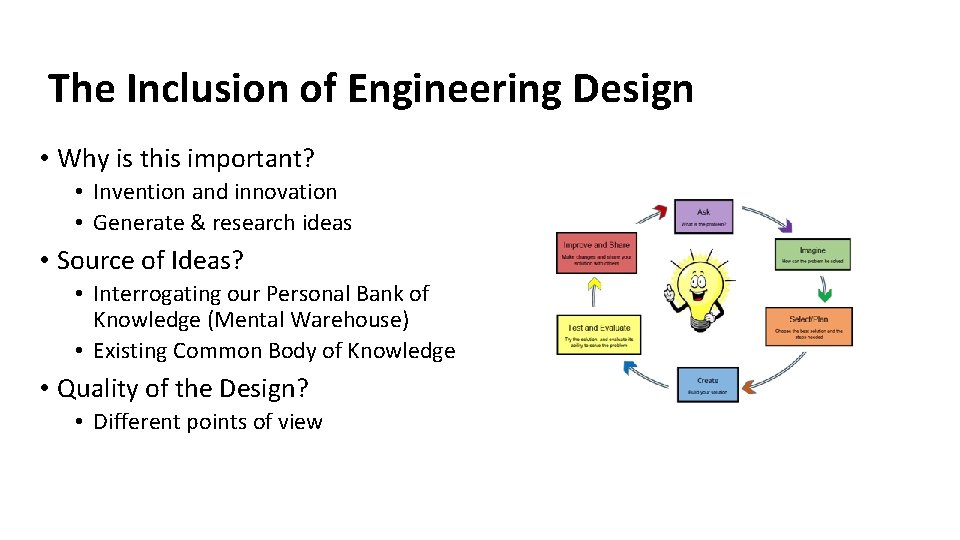 The Inclusion of Engineering Design • Why is this important? • Invention and innovation