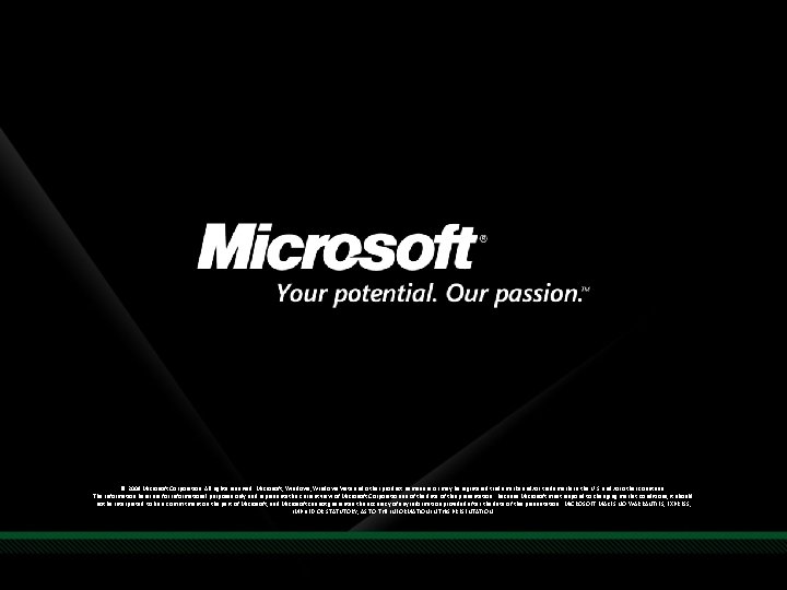 © 2009 Microsoft Corporation. All rights reserved. Microsoft, Windows Vista and other product names © 2009 Microsoft Corporation. All rights reserved. Microsoft, Windows Vista and other product names