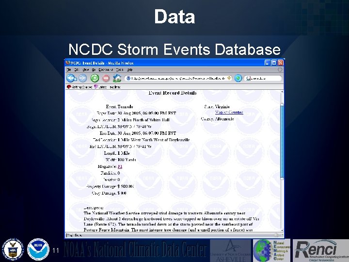 Data NCDC Storm Events Database 11 