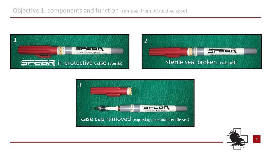Objective 1: components and function (removal from protective case) 1 2 in protective case Objective 1: components and function (removal from protective case) 1 2 in protective case