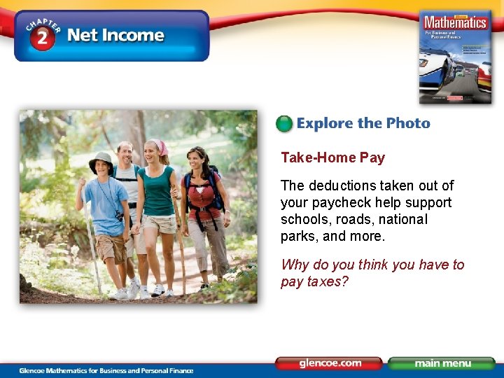 Take-Home Pay The deductions taken out of your paycheck help support schools, roads, national