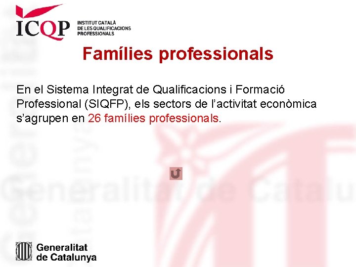 Famílies professionals En el Sistema Integrat de Qualificacions i Formació Professional (SIQFP), els sectors Famílies professionals En el Sistema Integrat de Qualificacions i Formació Professional (SIQFP), els sectors