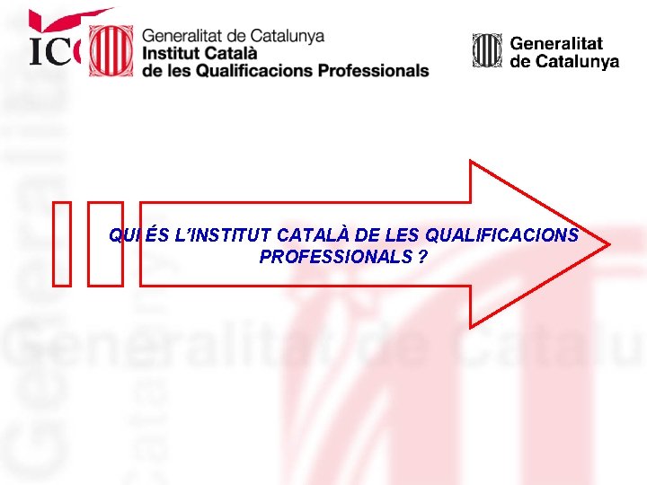 QUI ÉS L’INSTITUT CATALÀ DE LES QUALIFICACIONS PROFESSIONALS ? QUI ÉS L’INSTITUT CATALÀ DE LES QUALIFICACIONS PROFESSIONALS ?