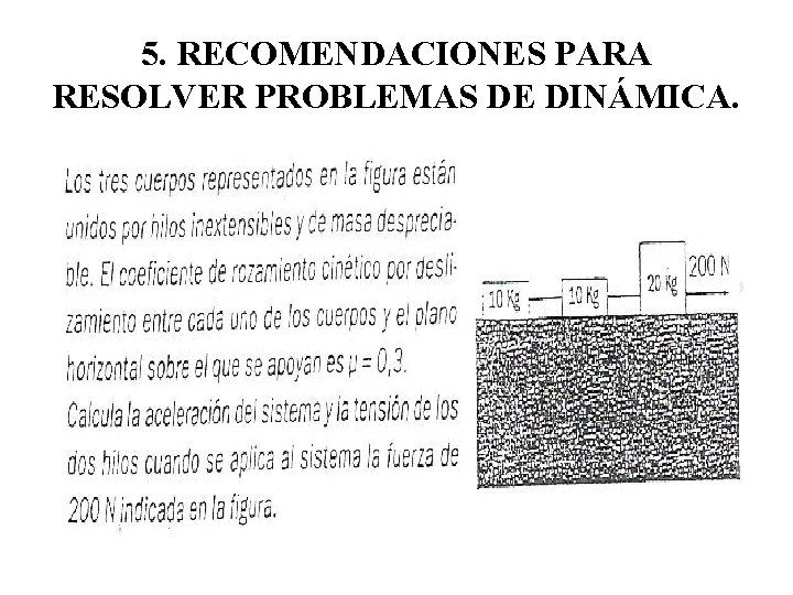 5. RECOMENDACIONES PARA RESOLVER PROBLEMAS DE DINÁMICA. 5. RECOMENDACIONES PARA RESOLVER PROBLEMAS DE DINÁMICA.