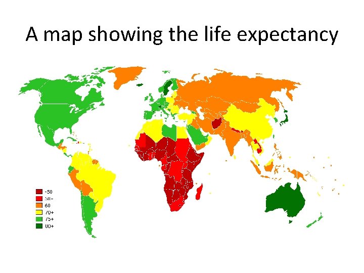 A map showing the life expectancy 