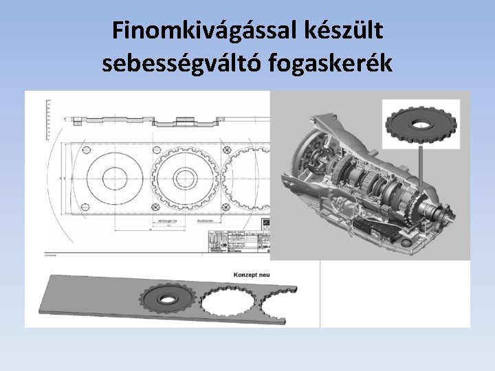 Finomkivágással készült sebességváltó fogaskerék 