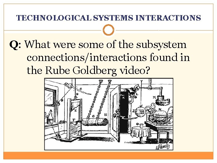 TECHNOLOGICAL SYSTEMS INTERACTIONS Q: What were some of the subsystem connections/interactions found in the