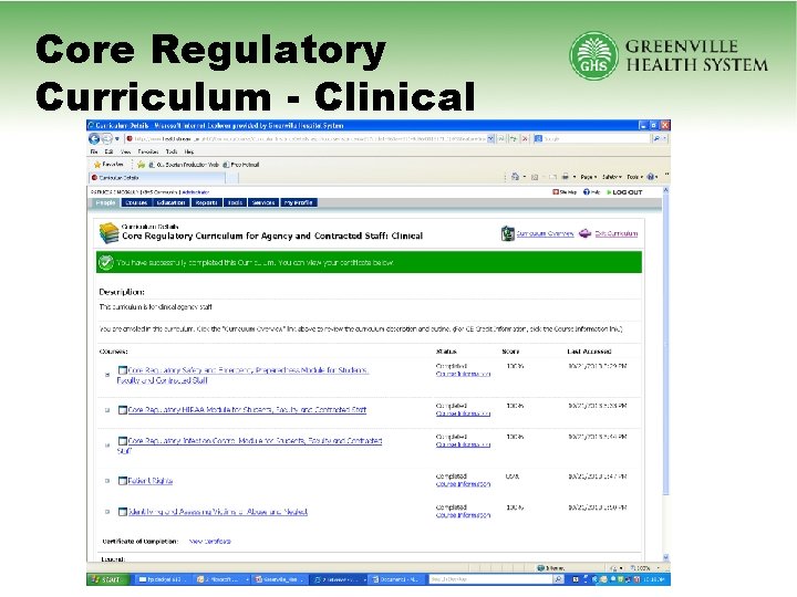 Core Regulatory Curriculum - Clinical 