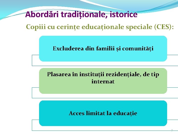 Abordări tradiționale, istorice Copiii cu cerințe educaționale speciale (CES): Excluderea din familii și comunități