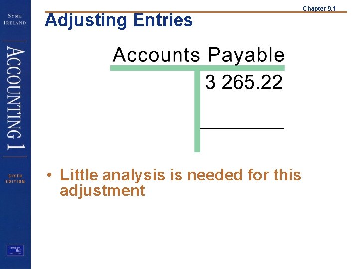 Adjusting Entries • Little analysis is needed for this adjustment Chapter 9. 1 