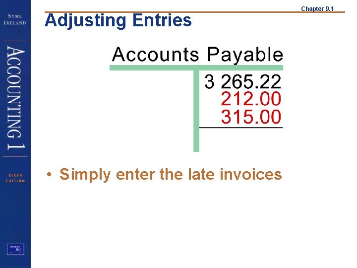 Adjusting Entries • Simply enter the late invoices Chapter 9. 1 