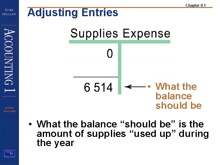 Adjusting Entries Chapter 9. 1 • What the balance should be • What the