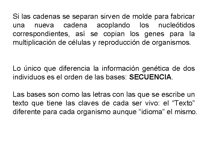 Si las cadenas se separan sirven de molde para fabricar una nueva cadena acoplando