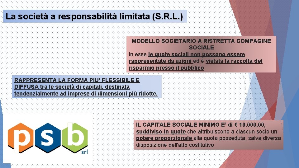 La società a responsabilità limitata (S. R. L. ) MODELLO SOCIETARIO A RISTRETTA COMPAGINE