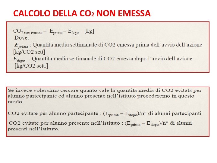 CALCOLO DELLA CO 2 NON EMESSA 