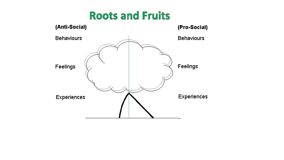 Roots and Fruits (Anti-Social) (Pro-Social) Behaviours Feelings Experiences 