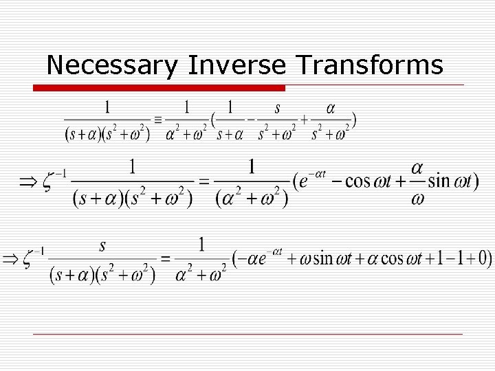 Necessary Inverse Transforms 
