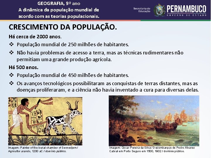 GEOGRAFIA, 9º ano A dinâmica da população mundial de acordo com as teorias populacionais.