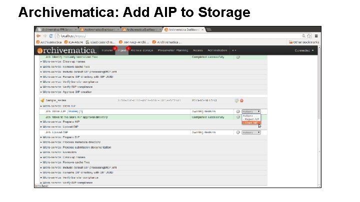 Archivematica: Add AIP to Storage 