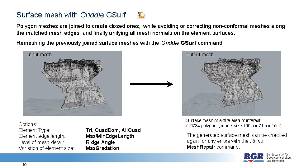 Surface mesh with Griddle GSurf Polygon meshes are joined to create closed ones, while