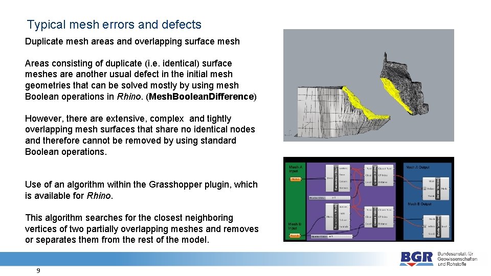 Typical mesh errors and defects Duplicate mesh areas and overlapping surface mesh Areas consisting