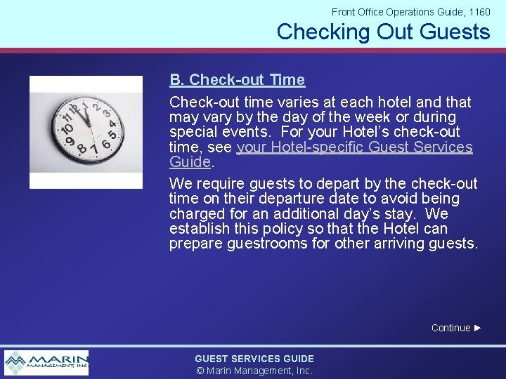 Front Office Operations Guide, 1160 Checking Out Guests Image from Microsoft Office online, Feb.