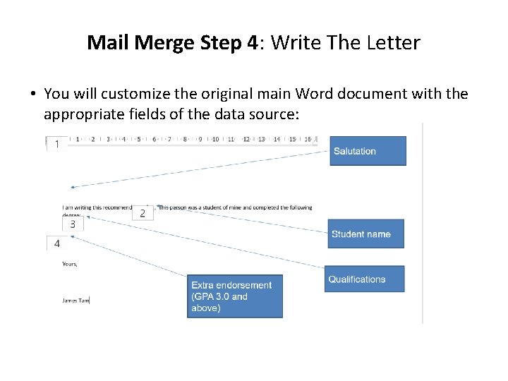 Mail Merge Step 4: Write The Letter • You will customize the original main